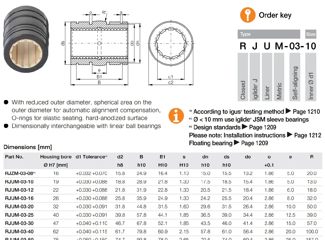 Self Lubricating Maintenance Free Engineering Solid Plastic Linear Plain Bearing (RJMP RJUM FJUM FJUMT LM LME LMES LMF LMK SBR SCS)