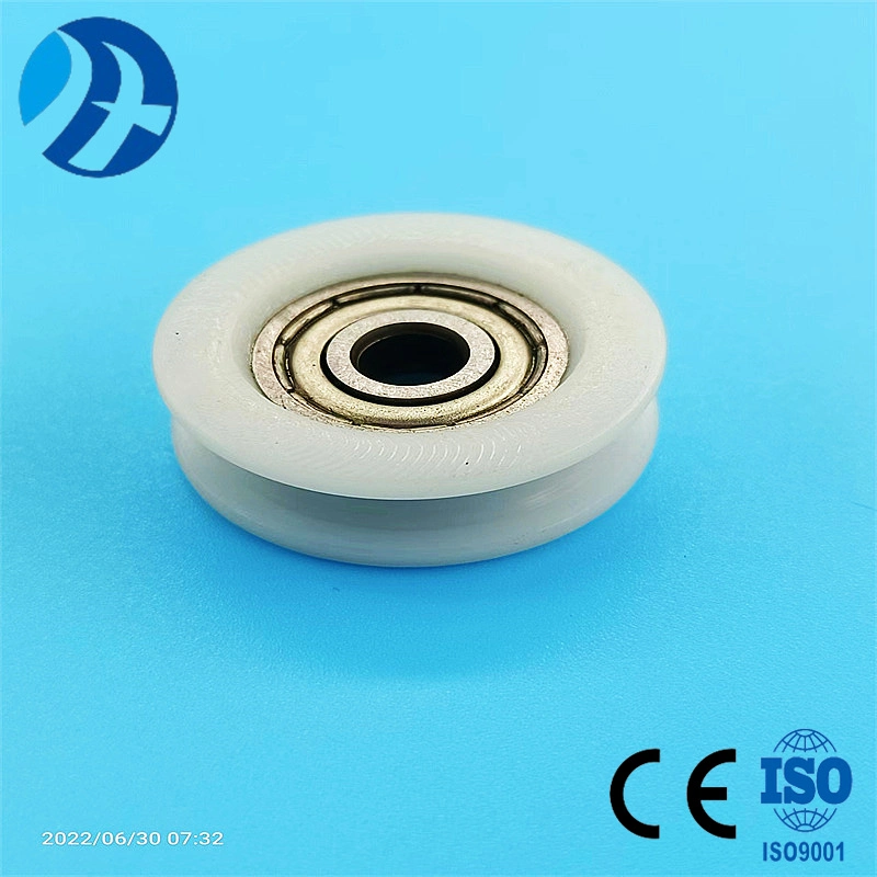 625 China Supplier Customized Miniature Plastic Nylon/POM Coated U Grooove Silent Pulley Track Roller Wheel Bearing Roller Pulley 5*24.8*8mm